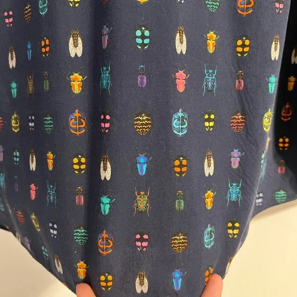 Beetle Print Half Button Down - Picture 3 of 4